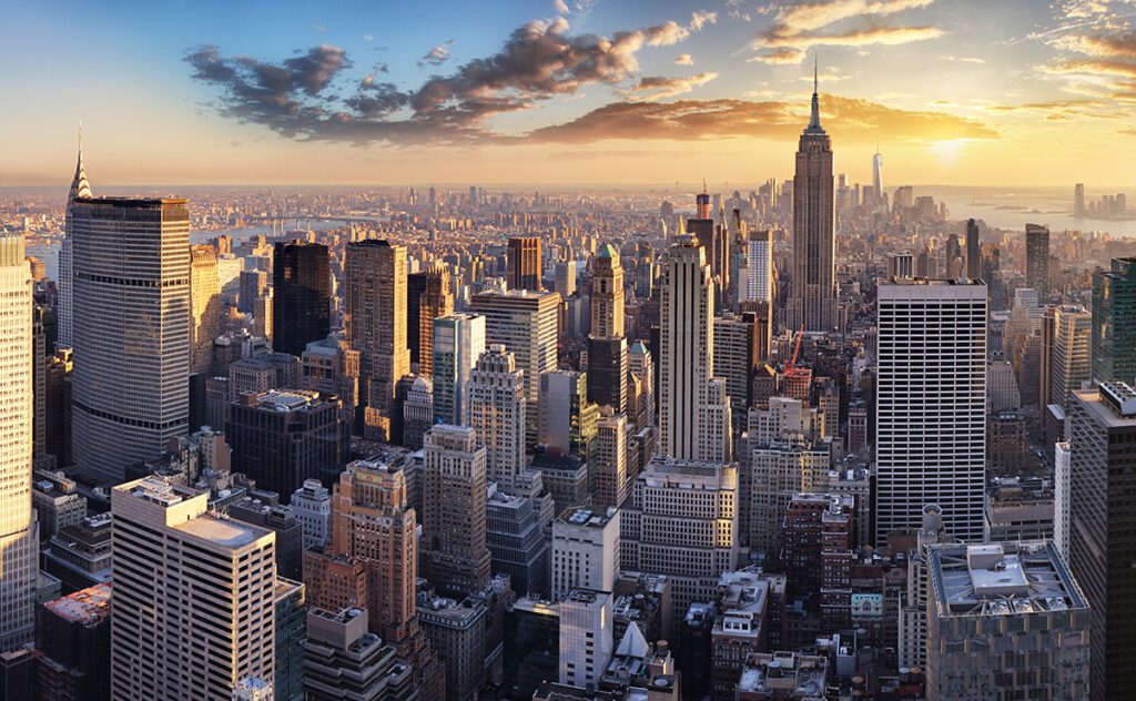New York city in the background.