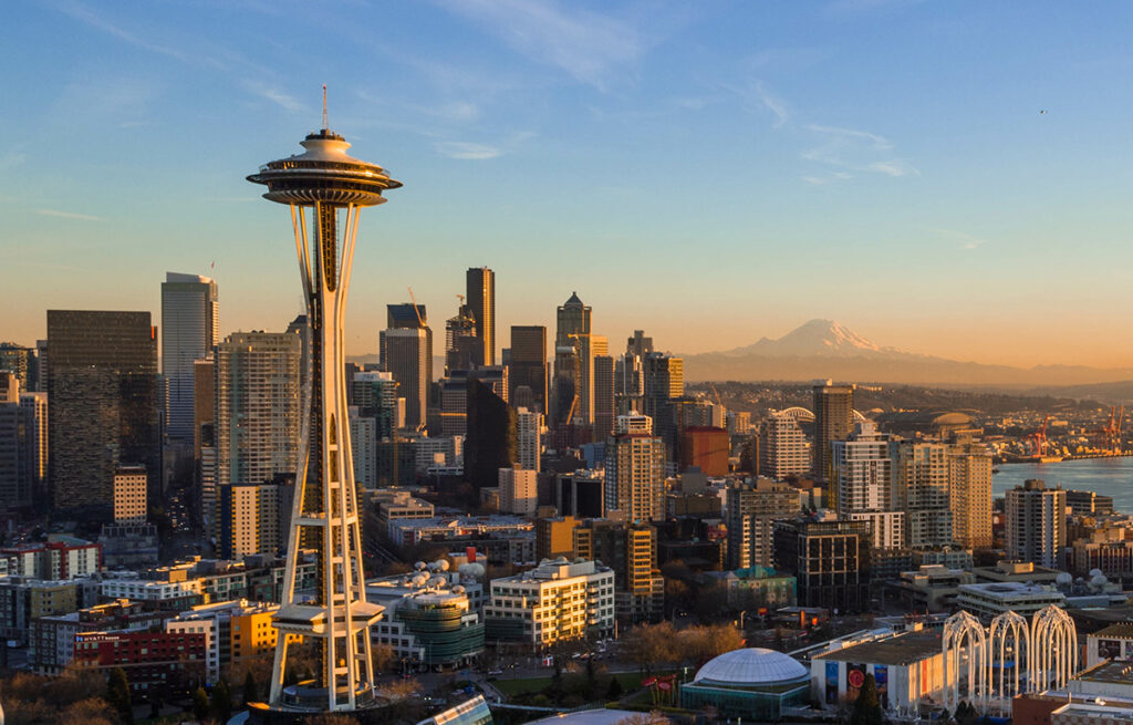 Seattle Skyline at Sunset with Space needle